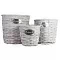 Gardener Select 3pc Grey Wood Round Flower Basket Planter 3/CS