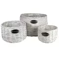 Gardener Select 3pc Light Grey Wood Short Round Basket Planter 6/CS
