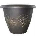 Grower Select 18.00 Grapevine Pot Black With Gold Each 410/PL, 18.11in OD x 18.11in H x 13.78in Base, 10.3Gal