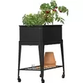 Panacea 30"x15"x32"H Elevated Planter with Wheels Black