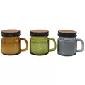 Patio Essentials 5oz Mini Mason Jar Citronella Candle Black Lid Assorted Colors Grey, Wine Bottle Green, Amber