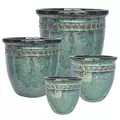 MCarr 16pc Leaf Round Planter Scrape Fall Green