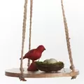 Primitive 10" Hanging Wooden Round Jute