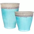 MCarr 30pc Flat Rim Planter Pallet Volcanic Milky Blue