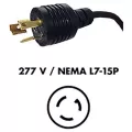 Fluence AC Cord, 15' ( 4572mm ), NEMA L7-15P Plug to M19 Push Lock Connector, Max 277V AC 5/CA