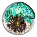 APM 7" Art Glass Terrarium Orb Lake Green