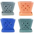 MCarr 6PC 7" Sq Diamond Orchid Pot Mixed Asst