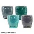 MCarr 4PC Round Egg Pot W/Saucer Mix Colors