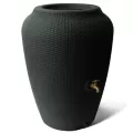 Algreen 50gal Wicker Rattan Rain Barrel Black