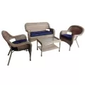 DDI 4pc Wicker Set with Cushions Brown