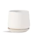 PHG 6.5"x6.5" Hand Rolled Pot With Attached Saucer Sand Milky White