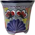 Talavera 8" Bella Especial Octagonal Pot Blue