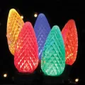 Christmas Light Bulb, Faceted E17 C9 LED Transparent Multi-Colored | BU-LED-FC9-TMU