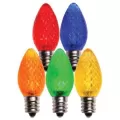 Christmas Light Bulb, Faceted E17 C9 LED Transparent Multi-Colored | BU-LED-FC9-TMU