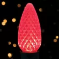 Christmas Light Bulb, Faceted E17 C9 LED Red Transparent | BU-LED-FC9-TRD