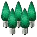 Christmas Light Bulb, Faceted E17 C9 LED Green Transparent