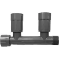 Black PVC Double Tee 1 in. Nut x MTHD x Female Value Connector Manifold | 1201-210