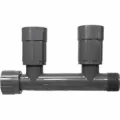 Black PVC Double Tee 1 in. Nut x MTHD x Female Value Connector Manifold | 1201-210