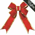 Decorative Bow, 18" Red Nylon with Gold Trim