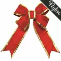 Decorative Bow, 24" Red Nylon with Gold Trim