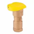 Quick Coupling Valve, 1-1/4"Female Red Brass 1-Piece with 1 Slot Locking Yellow Lid