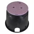 10" Round Black Box Reclaimed Water Standard with Overlapping Purple Cover Valve Box | NDB111BCR