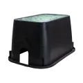 10" x 15" x 10" Rectangular Black Box Standard with Overlapping Green Cover Valve Box | NDBD1000SG