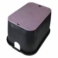 14" x 19" Rectangular Black Box Reclaimed Water Standard with Overlapping Purple Cover Valve Box | NDB113BCR