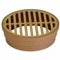 6" Round Polished Brass with Styrene Collar Drain Adapter Grate | NDS919PB