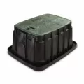 26.3" x 19.8" x 12.1" Rectangular Black Body Irrigation Control Valve Jumbo with Green Lid Valve Box | RBBVBJMB