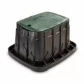21.8" x 16.6" x 12" Rectangular Black Body Irrigation Control Valve Standard with Green Lid Valve Box | RBBVBSTD