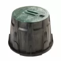 13.75" x 10" Round Black Body Irrigation Control Valve with Green Lid Valve Box | RBBVB10RND