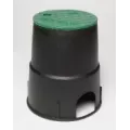 Valve Box, 10" Round HDPE Green Irrigation Control Valve with Cover