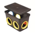 14" x 9" x 9" Black with Lid 6-Hole Distribution Box | TFT6HD2