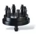 1/4" Outlet Barb 1 gph Plastic Black XB Series Pressure Compensating 6-Outlet Drip Emitter | RBXXB106