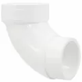 1-1/2" Spigot x Hub White PVC 90 Degrees 1/4 Bend Street Elbow | DWP90ST015