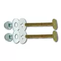1/4" x 2-1/4" Solid Brass (2) Nickel-Plated Open End Nuts Closet Bolt Set | EZE40019