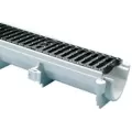 6" x 12' HDPE Z886 Series Pre-Sloped with 4" No-Hub Bottom Outlet Linear Trench Drain | ZRNZ886DGCU412