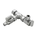 5/8" x 3/8" x 1/4" Compression Chrome-Plated Lead-Free Brass 1-Angle Straight Dual Shut-Off Valve | DHLE336000