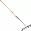 Tempered Steel 60" Ash Wood Handle 14 Tines Dirt/Asphalt Rake | CORRK66000