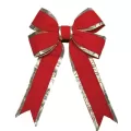 24" Red Velvet 4-Loop UV Protected with Silver Trim Decorative Bow | HBLBWRSLV24