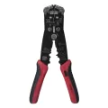 8.25" x 3" x 0.5" Rubber Handle Red 5-In-1 Automatic Wire Stripper and Crimper | KNGGS394