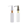 3" 10 Ounce Brushed Nickel Brass Plastic Liquid Soap Dispenser | MATLSD100S