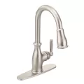 3/8" Compression 15-1/2" Metal Spot Resist Stainless Steel 1-Handle High Arc Pulldown Kitchen Faucet | MON7185SRS
