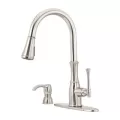 3/8" Female Threaded 16-15/16" Zinc Stainless Steel 1-Handle Wheaton Series Pull-Down Kitchen Faucet | PPFGT529WH1S