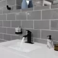 6-5/32" x 6-11/16" Metal Matte Black Single Control Kenzo Series Bathroom Faucet | PPFLG42DF1B