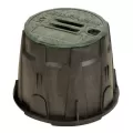 10" x 10.2" Round Black Irrigation Control Valve VB with Locking Green Lid Valve Box | RBBVB10RNDH