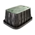 33.1" x 23.9" Rectangular Black Irrigation Control Valve Super Jumbo with (2) Lock Purple Lid Valve Box | RBBVBSPRPH