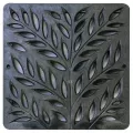 12" Square HDPE Black Catch Basin Decorative Botanical Drain Grate | NDS1218