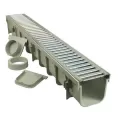 39-3/8" X 5-1/2" X 5" Polyolefin/Steel Light Gray Channel Drain Kit |  864GMTL